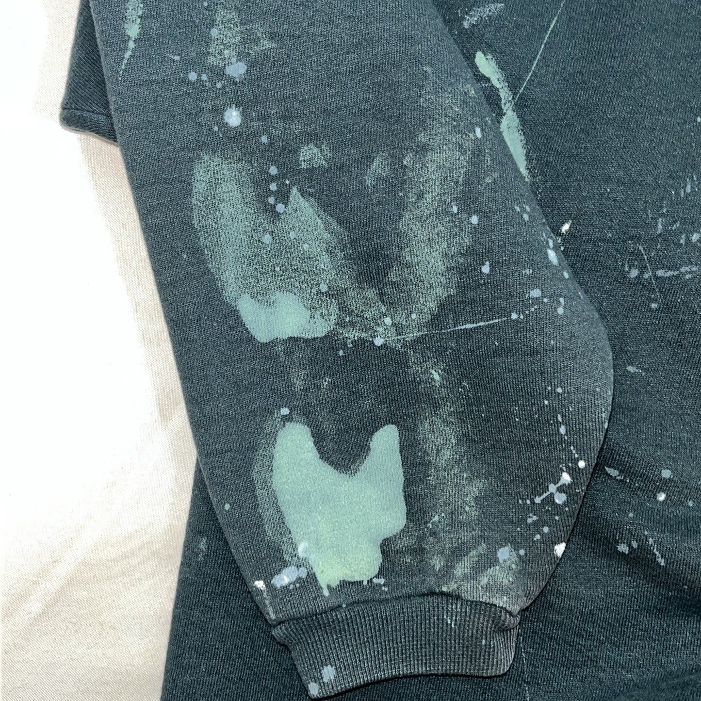Vintage Russell Athletic 80s Sweatshirt Henley Paint Splatter 2XL Made In USA