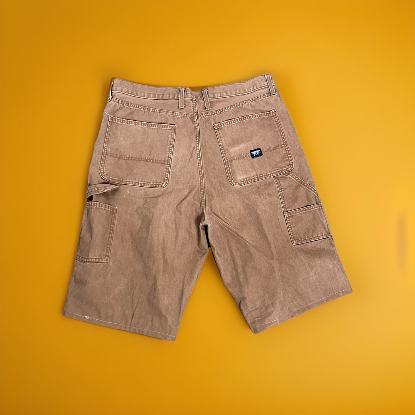 Brown Custom Embroidered Carpenter Shorts Denizen Work Y2K Flowers
