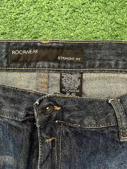 Rocawear Custom Jean Shorts Mens Sz 40 Denim Jorts Hip Hop Baggy Skater