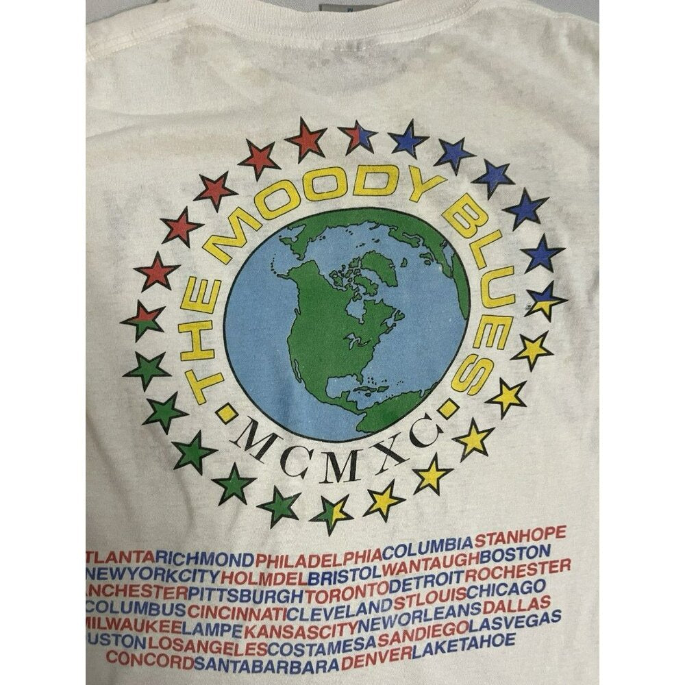 Vintage 1990 Brokum Moody Blues World Tour T Shirt