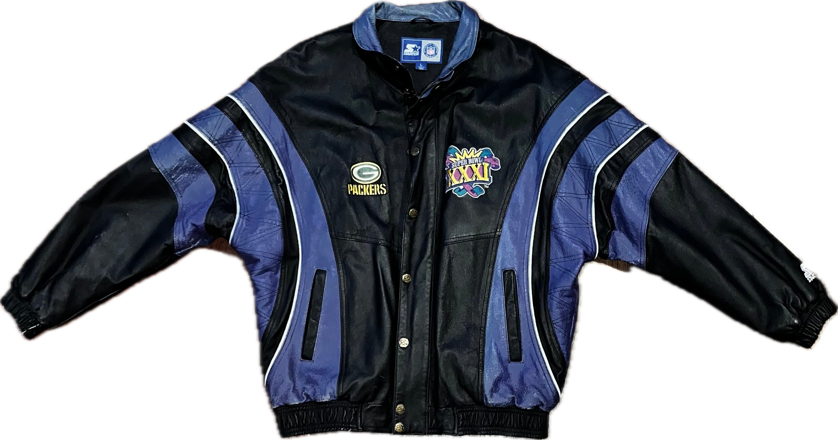 90s Starter Super Bowl 31 Leather Jacket