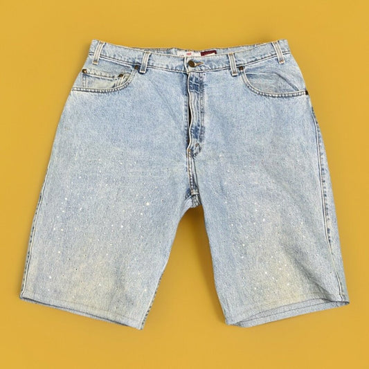 Custom Levi 545 Rhinestone Shorts Jorts Summer Casual Denim Loose Fit Sz 38