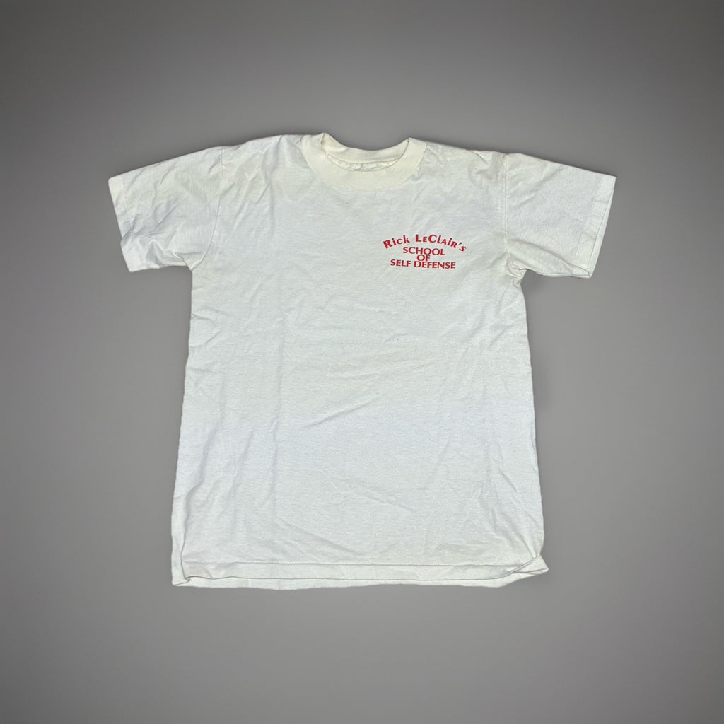 Vintage 90’s Single Stitch White Rick LeClaires School Of Self Defense T Shirt M