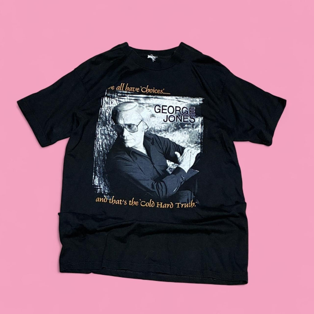 Black Vintage George Jones We All Have Choices Sz L Country Music Tour Tee