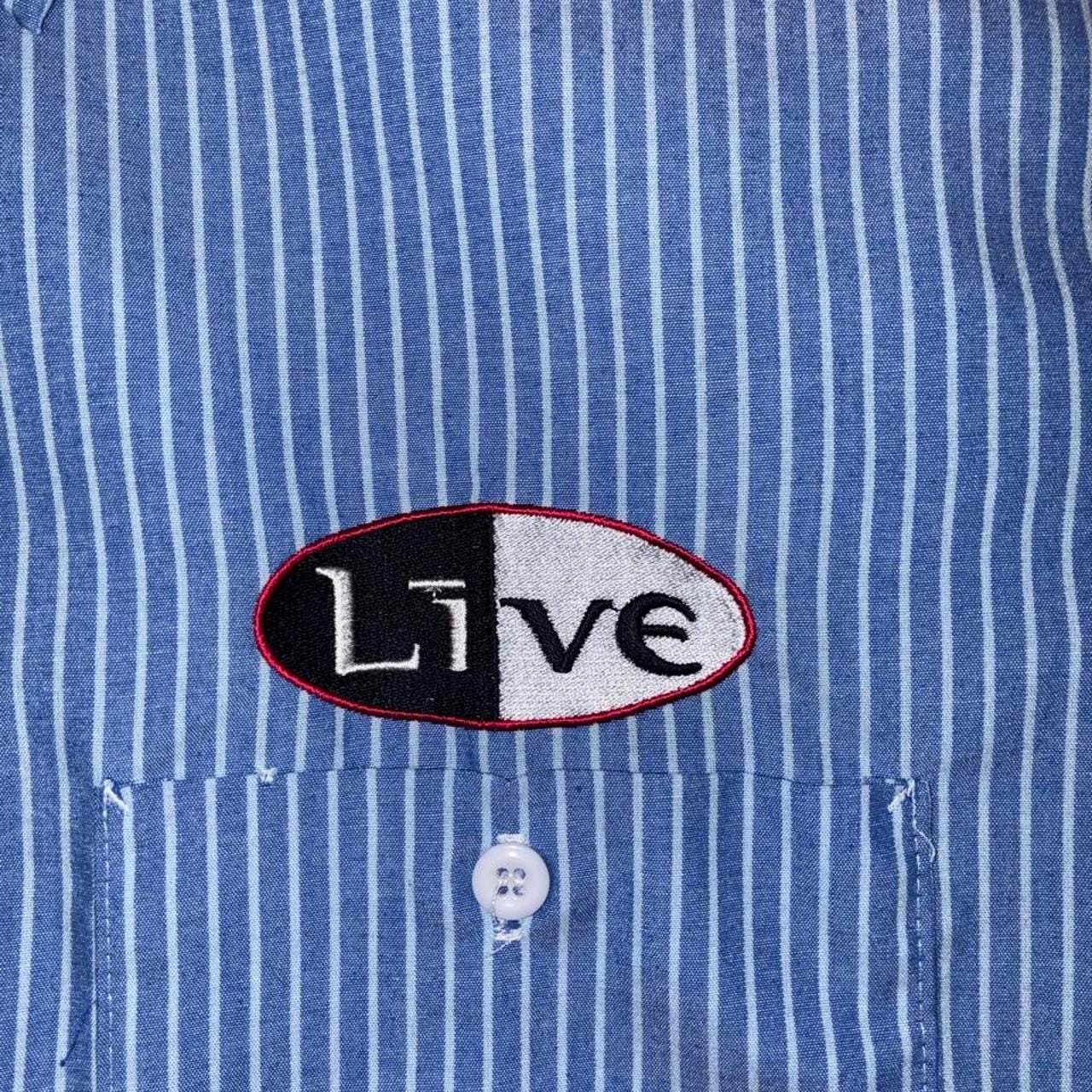 Vintage Brokum Live band 90’s blue striped work shirt
