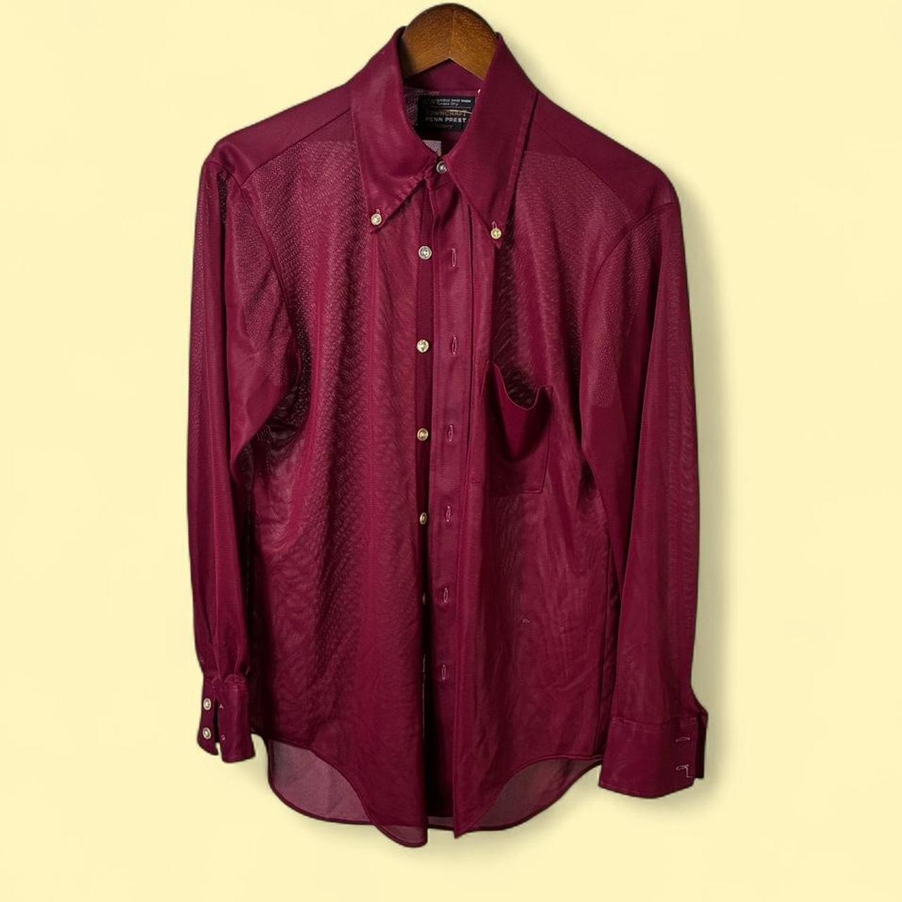 Vintage 70s Maroon Jcpenney Towncraft Sheer Shirt