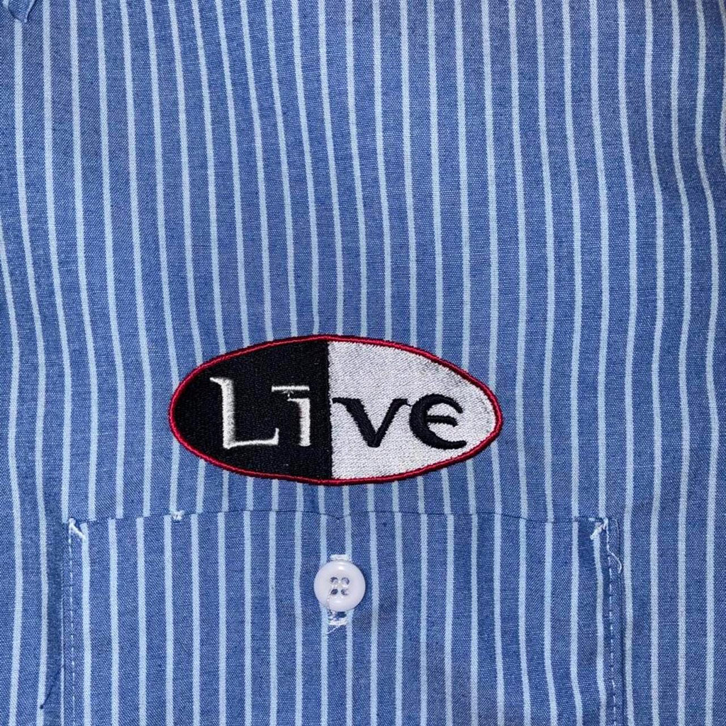 Vintage Brokum Live band 90’s blue striped work shirt