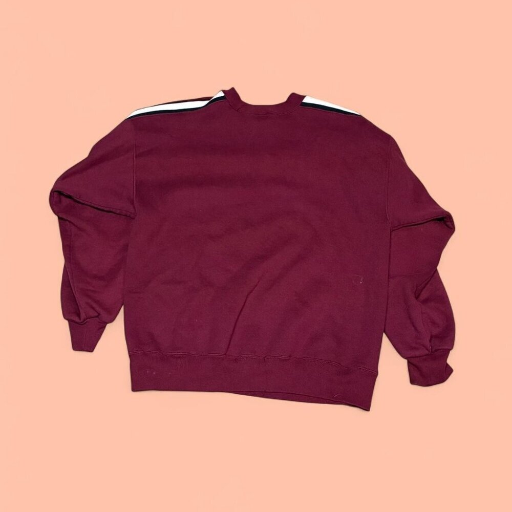 Vintage 2000s Y2K Burgundy White Stripes Russell Athletic Crewneck Sweatshirt
