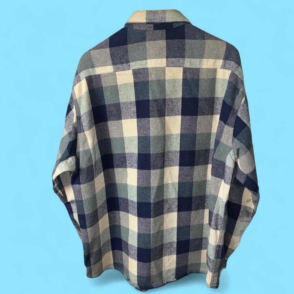 Vintage Blue Plaid Ozark Wilderness Heavy Flannel Shirt Shacket