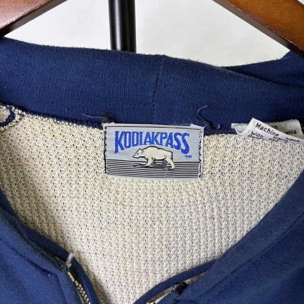 Vintage Kodiak Pass Blue Thermal Lined Zip Up Hoodie