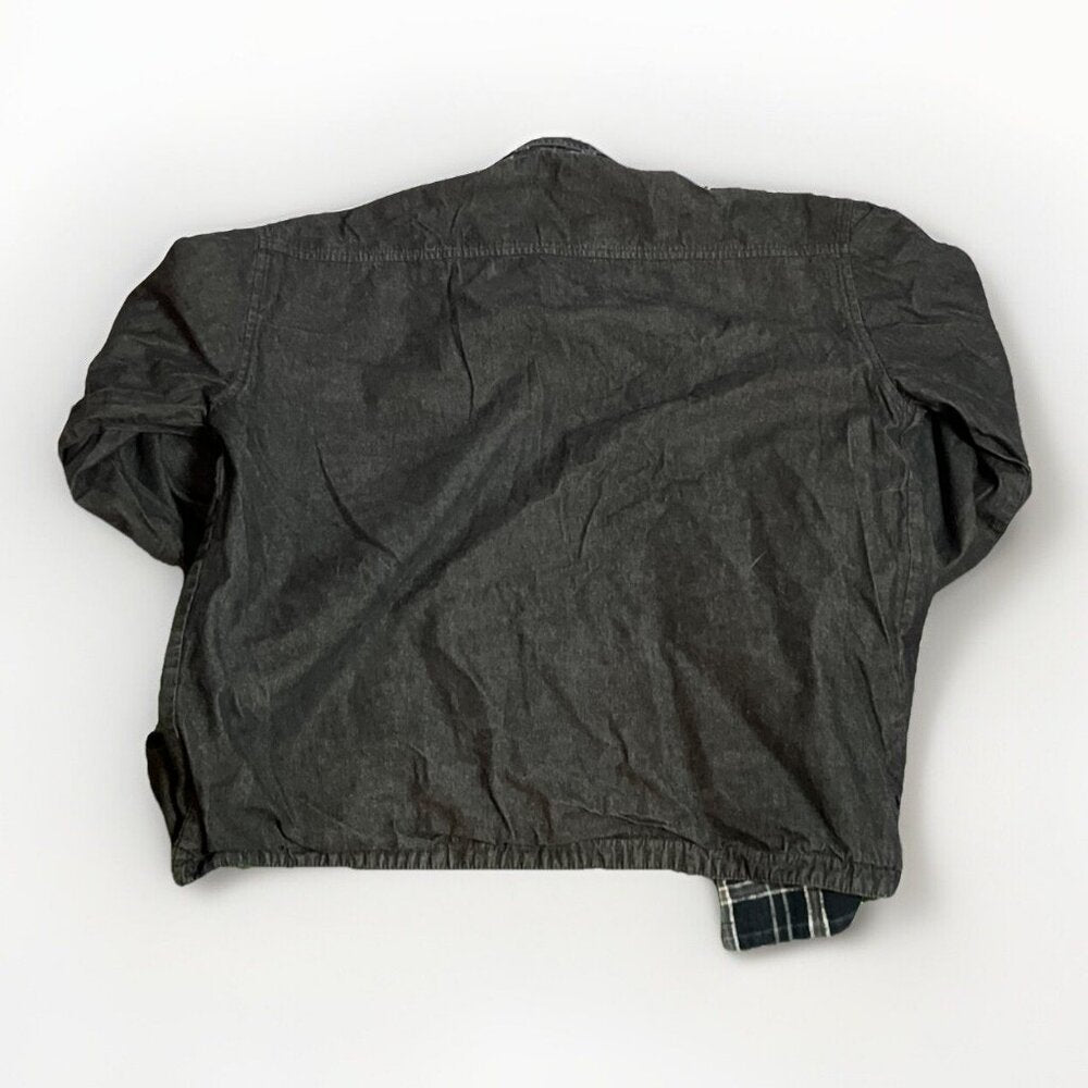 Y2K Faded Glory Mens Reversible Denim Plaid Shirt Jacket