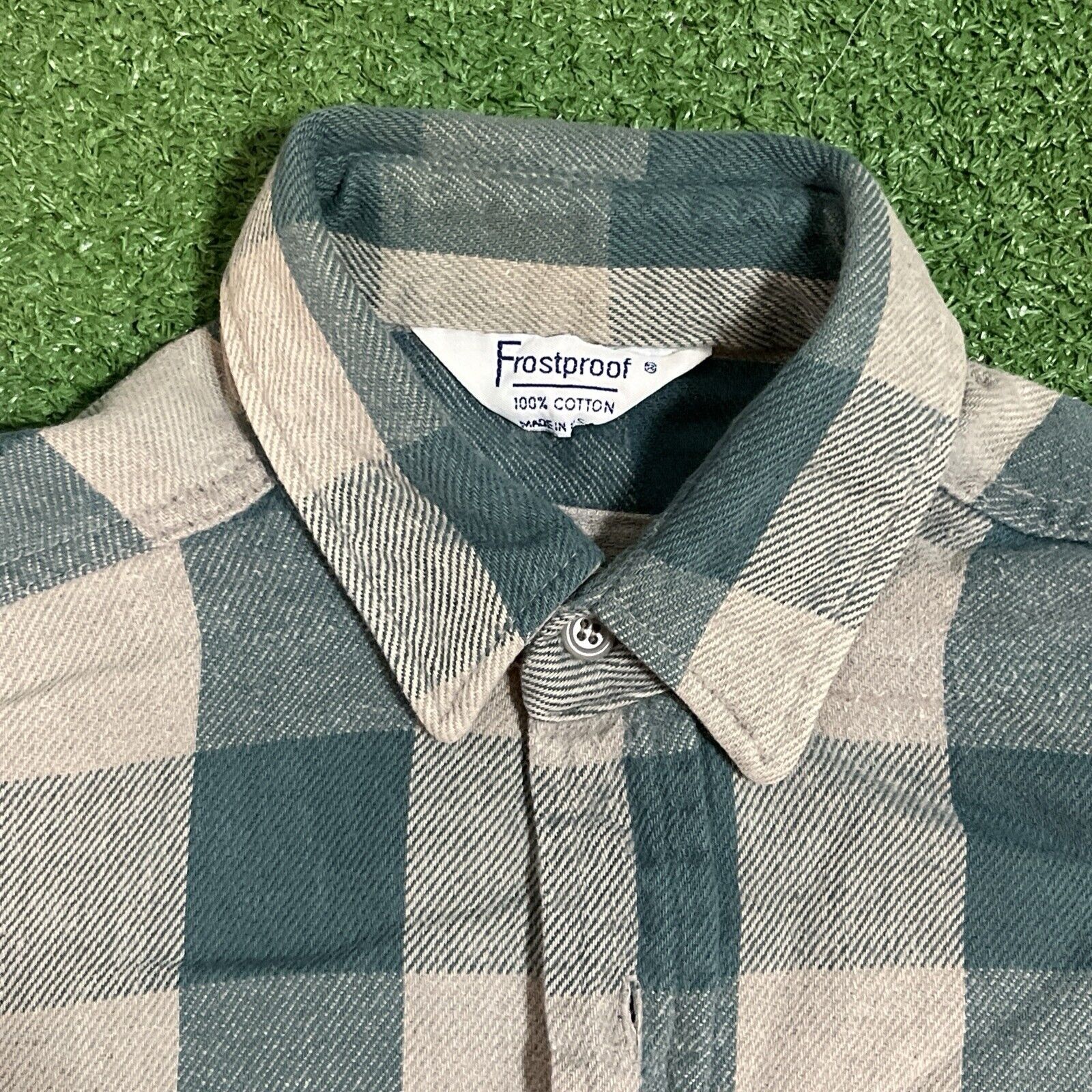 Vintage Frostproof Flannel Shirt Size L Button up Plaid Multicolor Made In USA