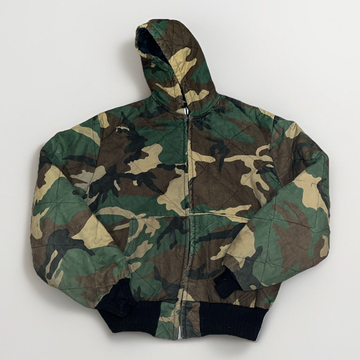 Vintage Woodfield Camo Quilted Hooded Coat