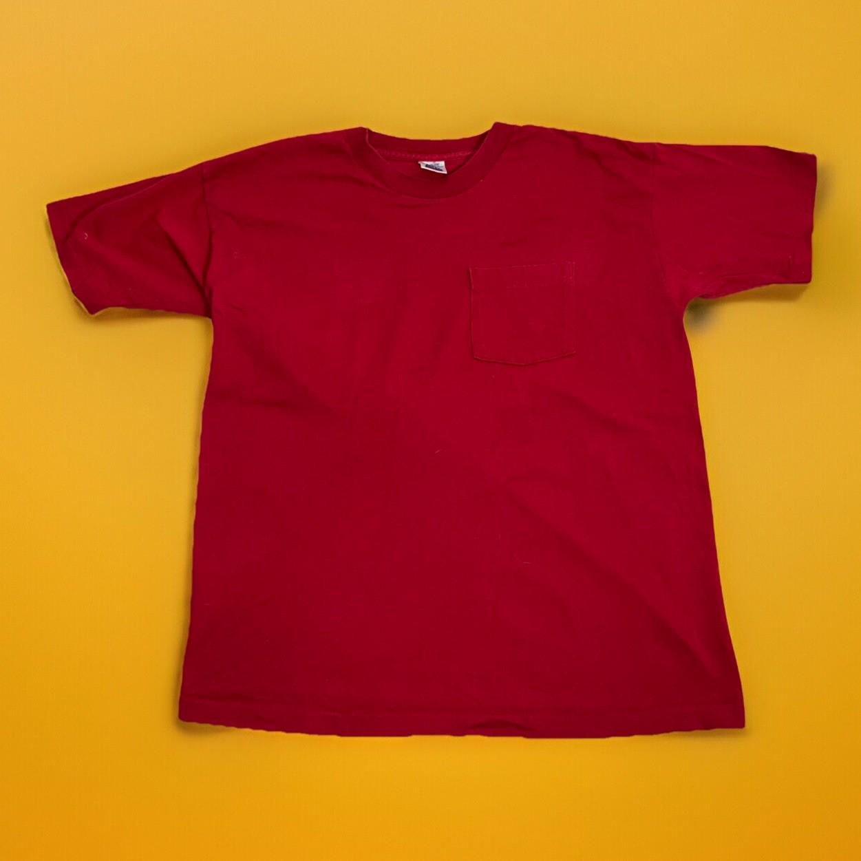 Vintage 80s 90s BVD Single Stitch Blank Selvedge Pocket T Shirt Red Size XL USA