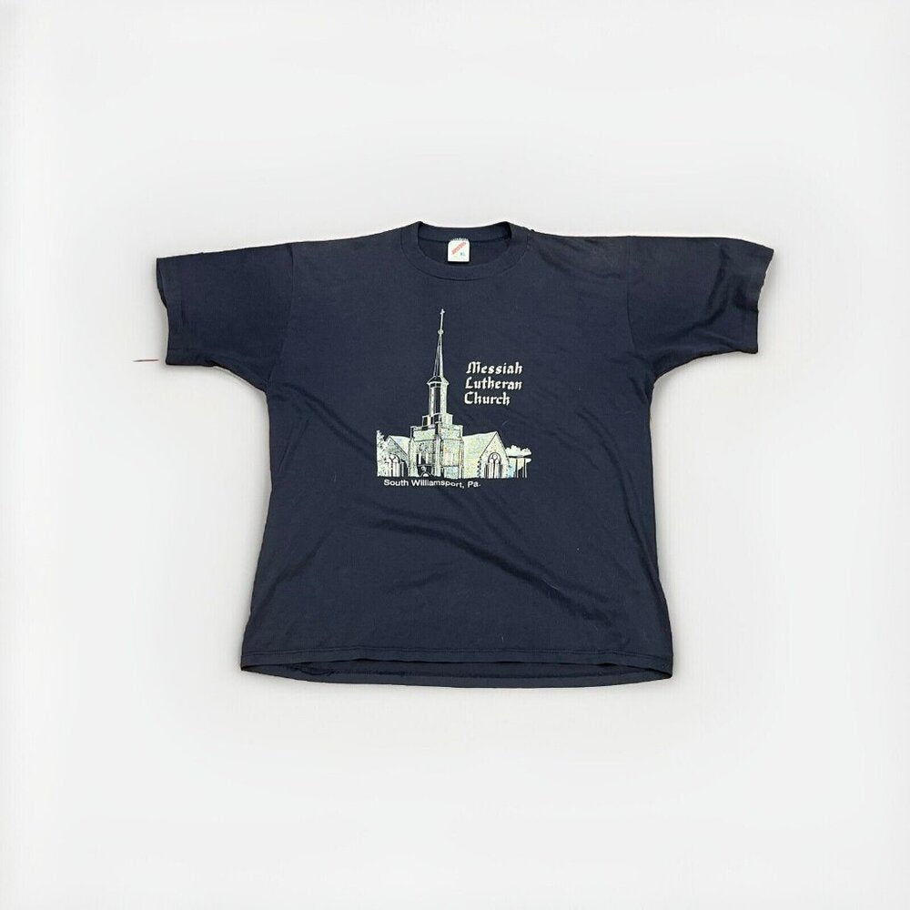 Vintage Messiah Lutheran Church Jerzees Single Stitch T Shirt