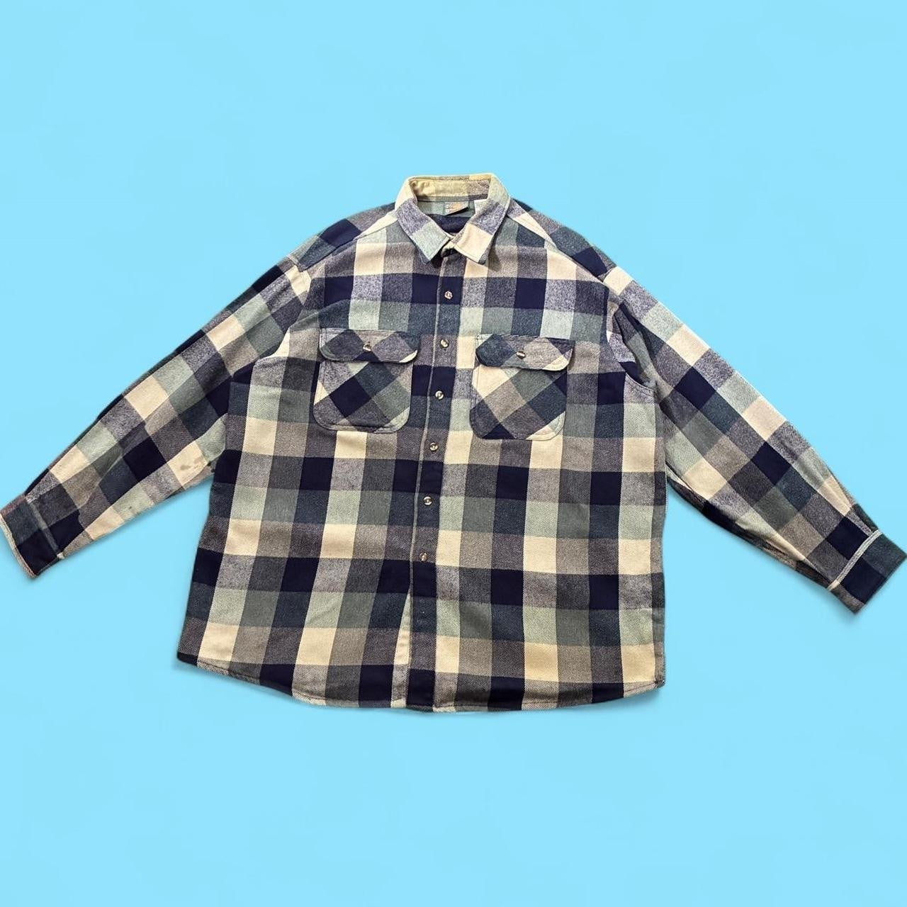 Vintage Blue Plaid Ozark Wilderness Heavy Flannel Shirt Shacket
