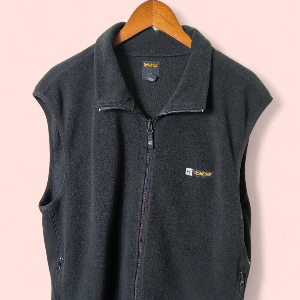 Vintage 90s Black Nautica Competition Fleece Vest