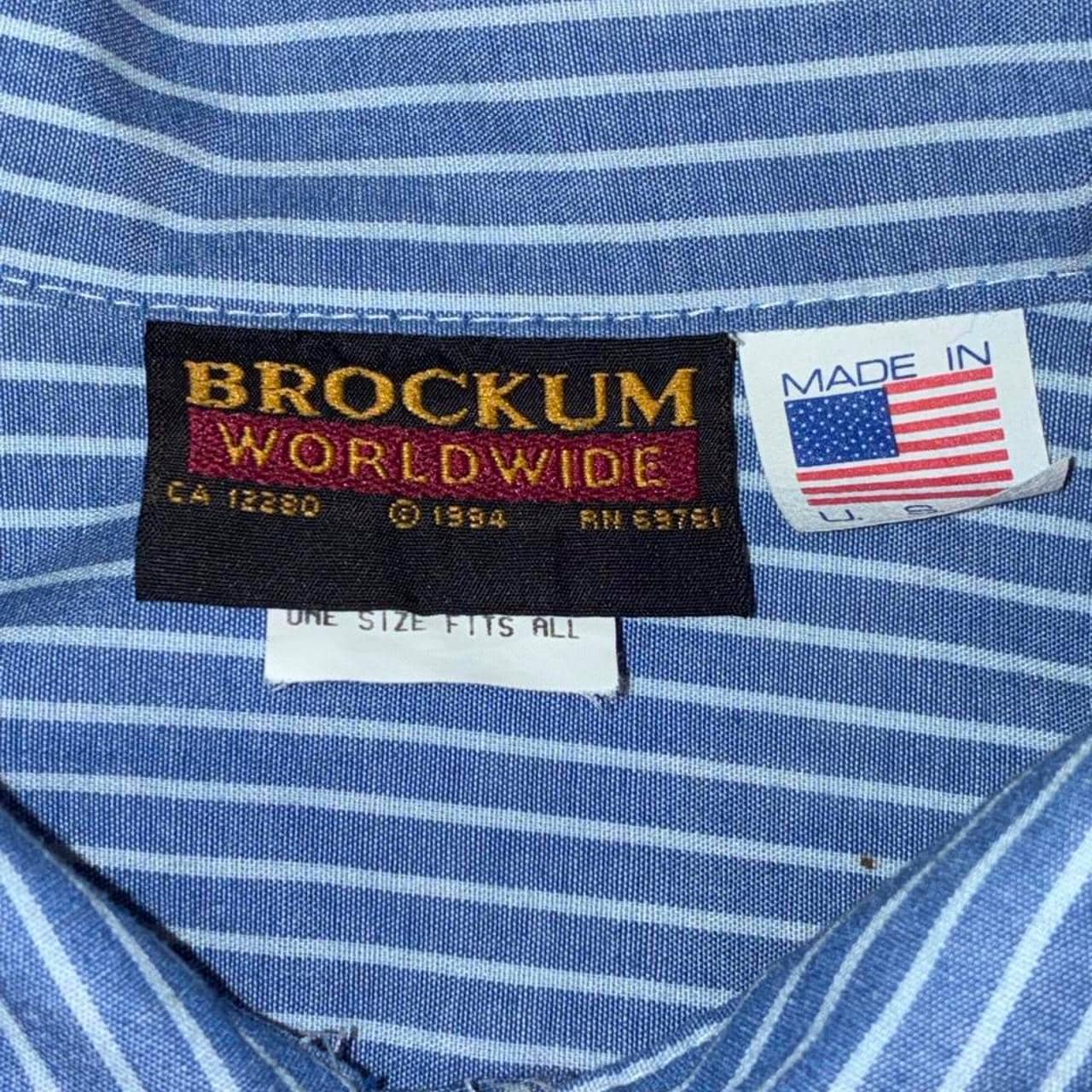 Vintage Brokum Live band 90’s blue striped work shirt