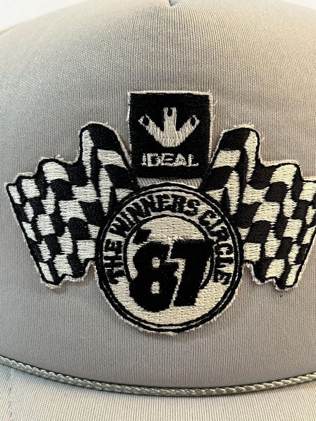 Vintage 80s Checkered Flag Racing Rope Trucker Hat