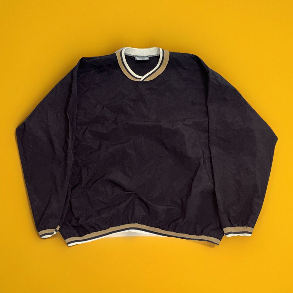 Vintage Lee Pullover Jacket Sz L Black Tan Windbreaker Shirt USA 90s Boxy Fit