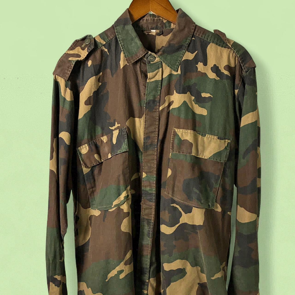 Khaki And Brown Vintage Turkish Military Field Shirt