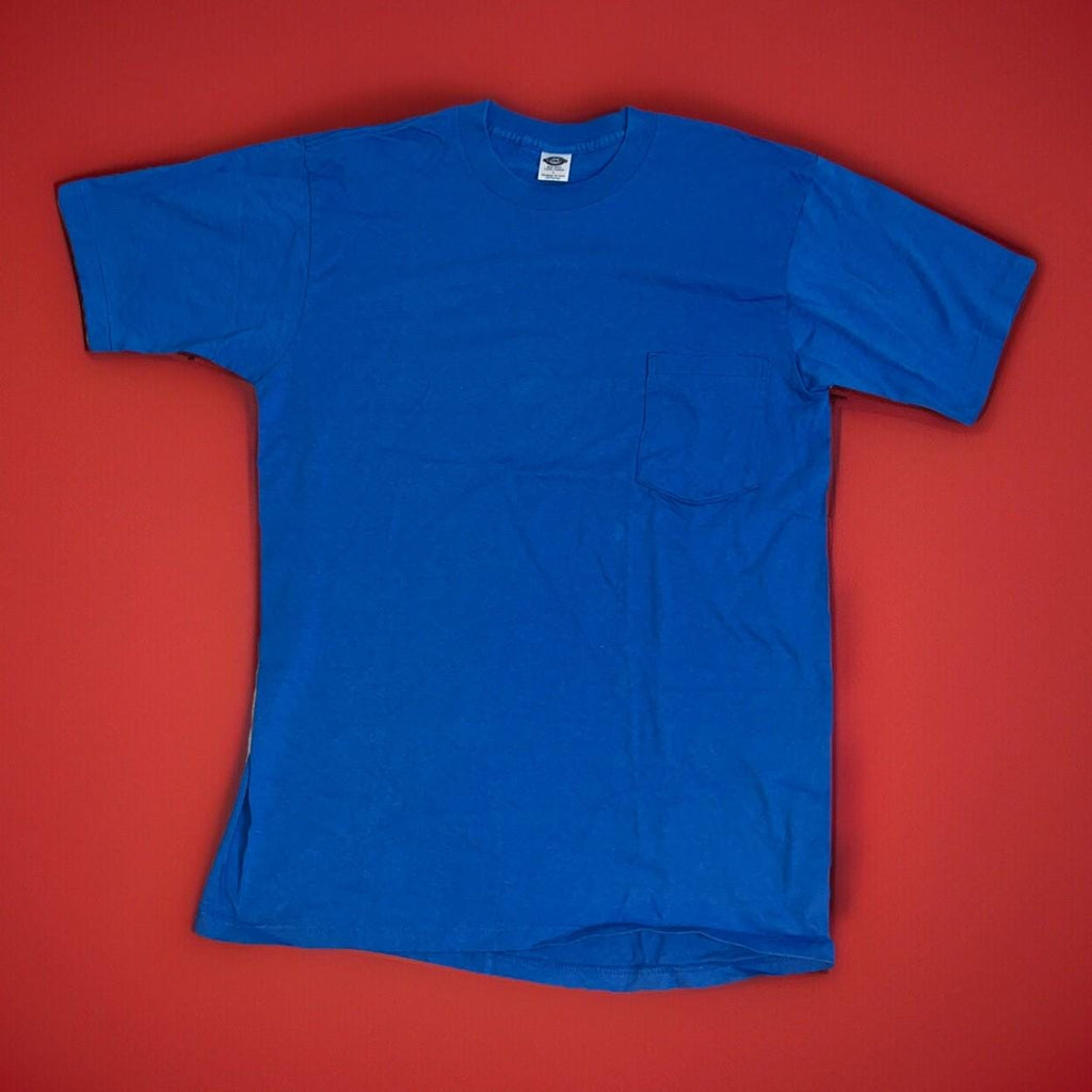 Vintage 70s Towncraft JCPenney Blank Pocket T Shirt Blue Sz L