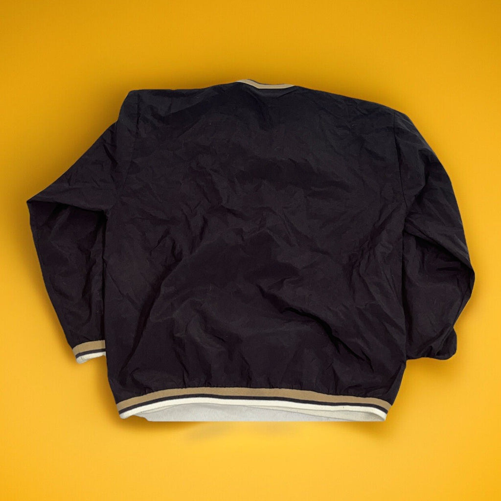 Vintage Lee Pullover Jacket Sz L Black Tan Windbreaker Shirt USA 90s Boxy Fit