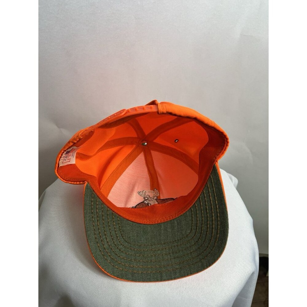 Vintage Whitetail Deer Hat Cap Mens Orange Hunting Outdoors