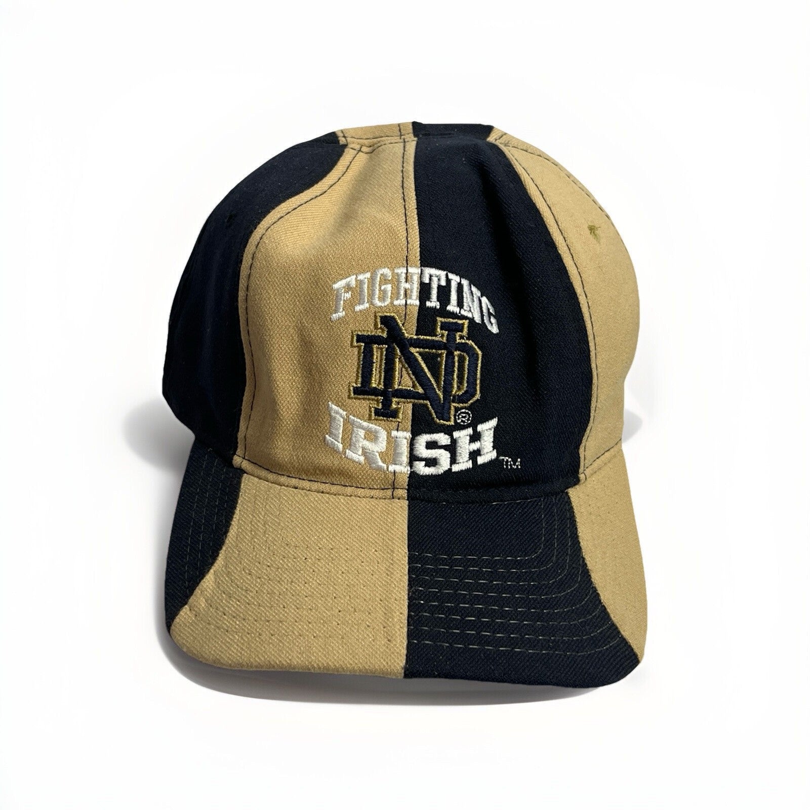 Vintage Notre Dame Starter Fitted Hat Tan Navy