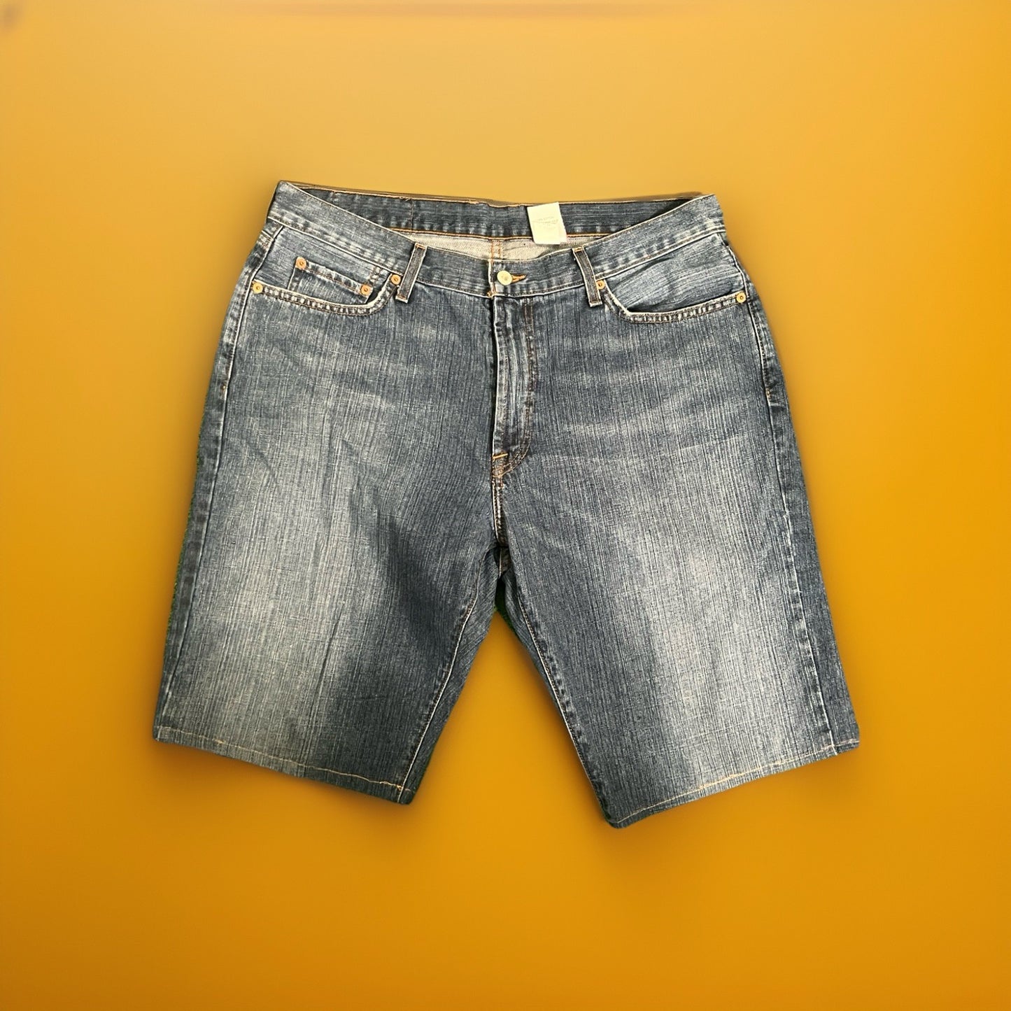 Custom Denim Lucky Brand Jean Shorts Blue USA Jorts Light Wash Oni Mask Sz 36