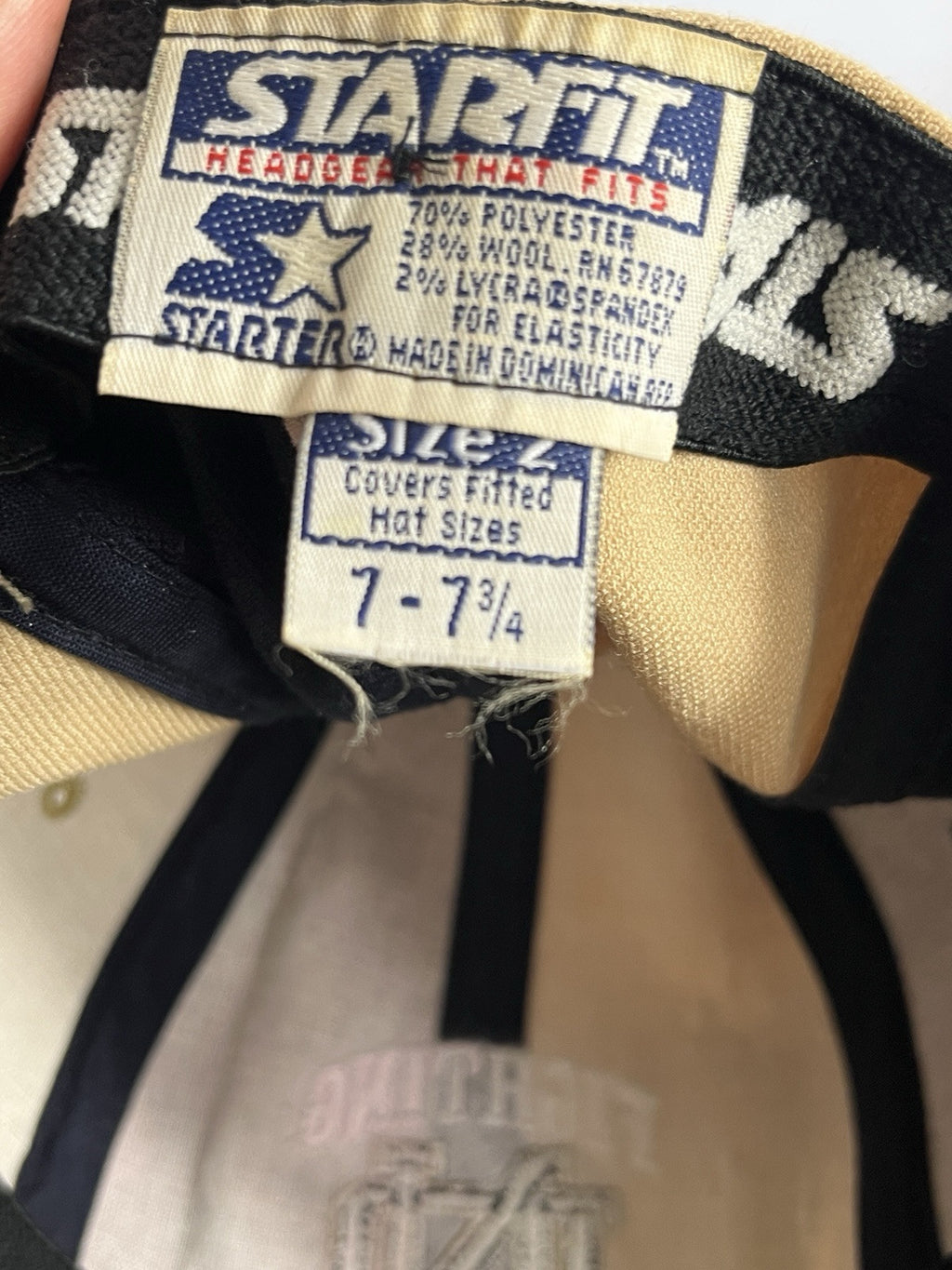 Vintage Notre Dame Starter Fitted Hat Tan Navy