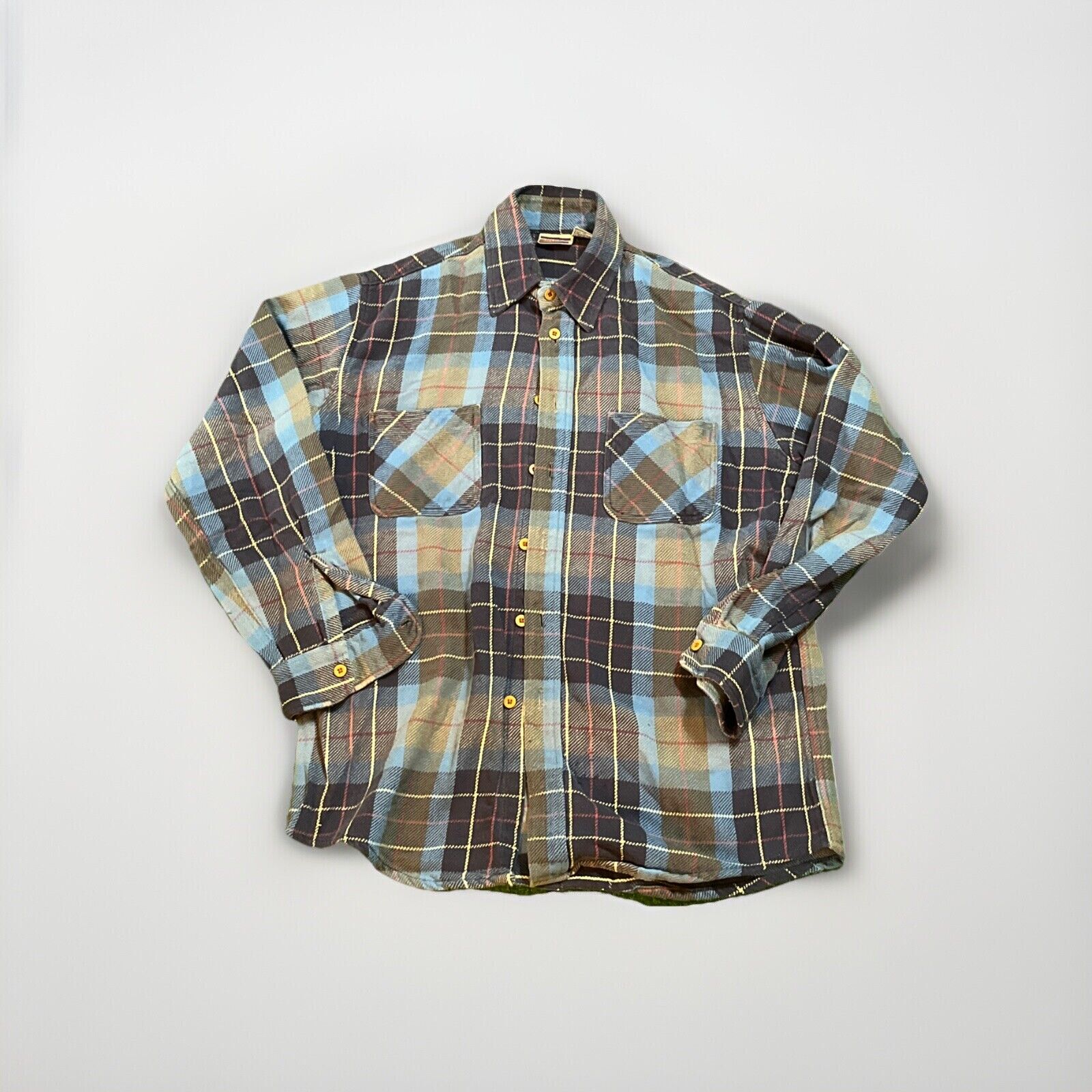 Vintage BIG MAC Shirt Mens L Flannel Workwear Check Plaid Button Faded