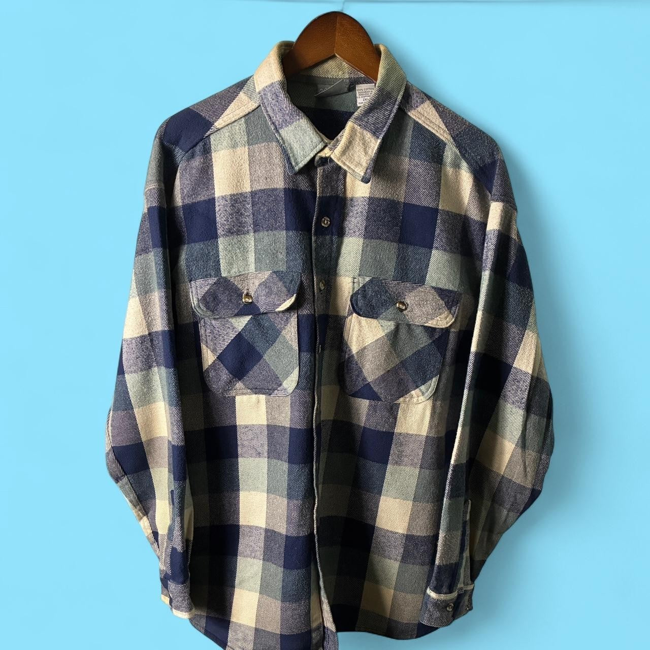 Vintage Blue Plaid Ozark Wilderness Heavy Flannel Shirt Shacket