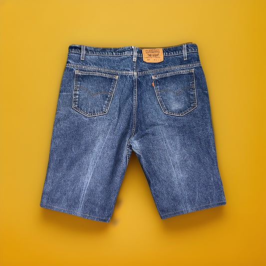Vintage Custom 517 Orange Tab Shorts Sz 42 Blue Jorts Regular 90s USA