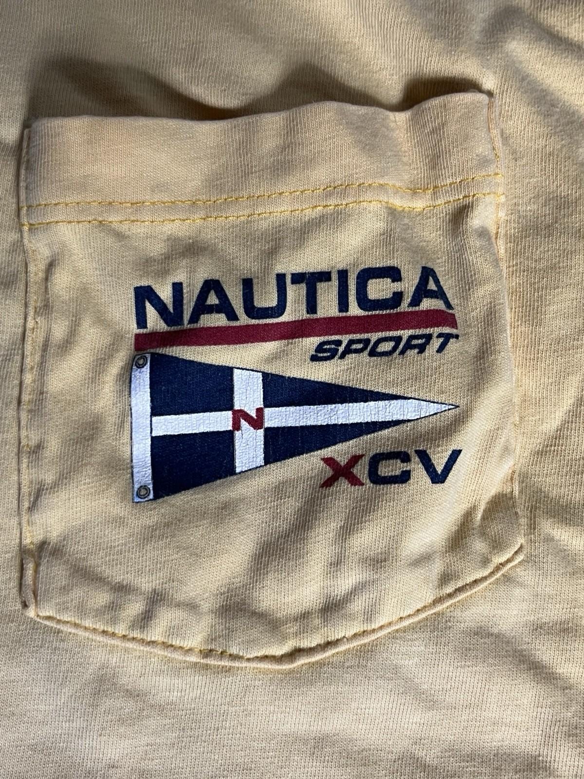 Vintage Nautica Sport Faded Yellow Pocket T Shirt