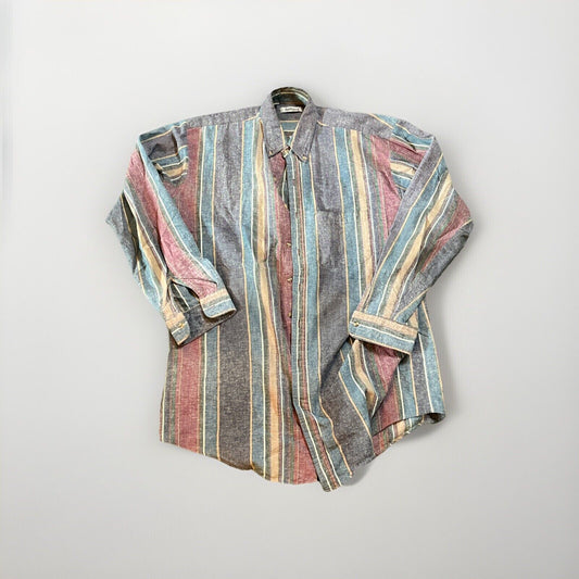 90’s Vintage Saddlebrook Vertical Stripe Western Wear Button Up