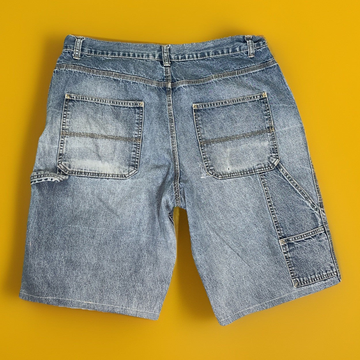 Custom Embroidered Denim Carpenter Shorts Jorts Denizen Work Y2K Flowers