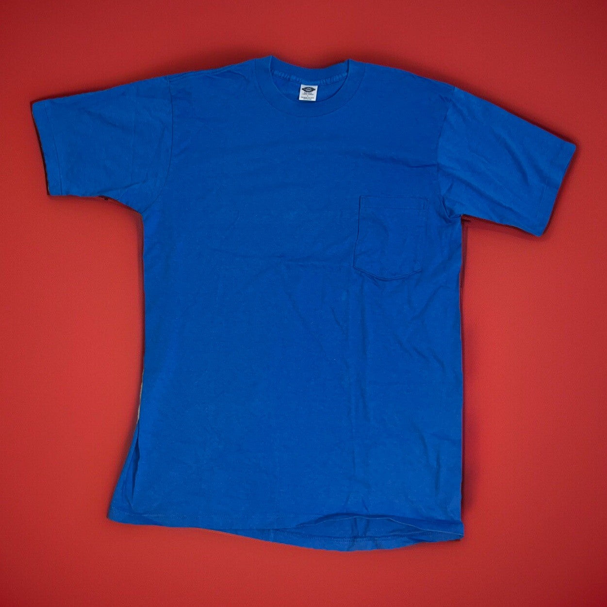 Vintage 70s Towncraft JCPenney Blank Pocket T Shirt Blue Sz L