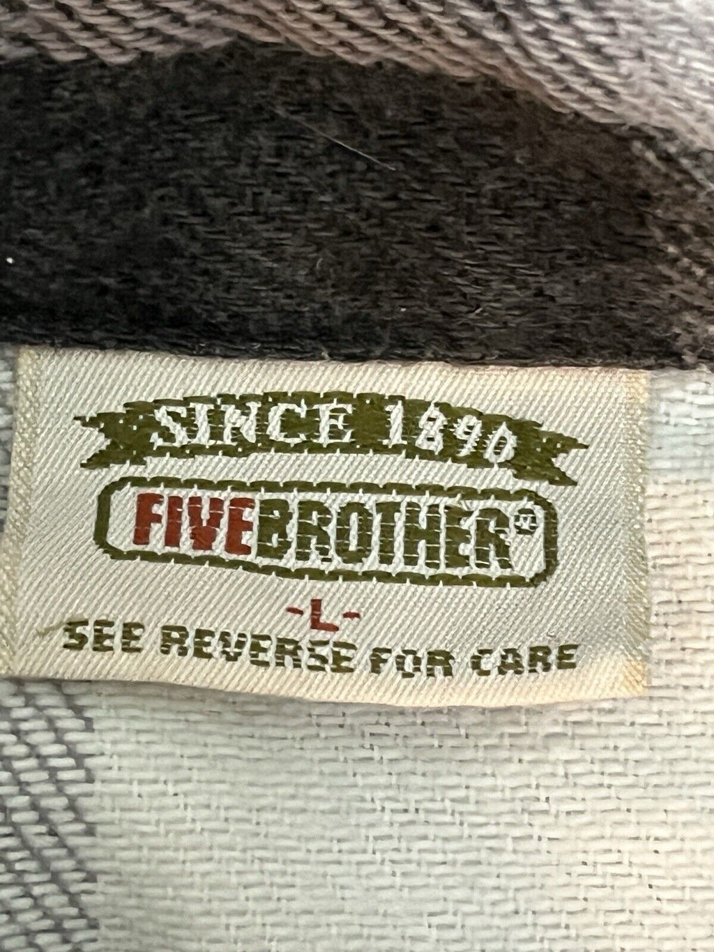 VTG Five Brothers Mens L Black Plaid Heavy Flannel Button Up Long Sleeve Shirt