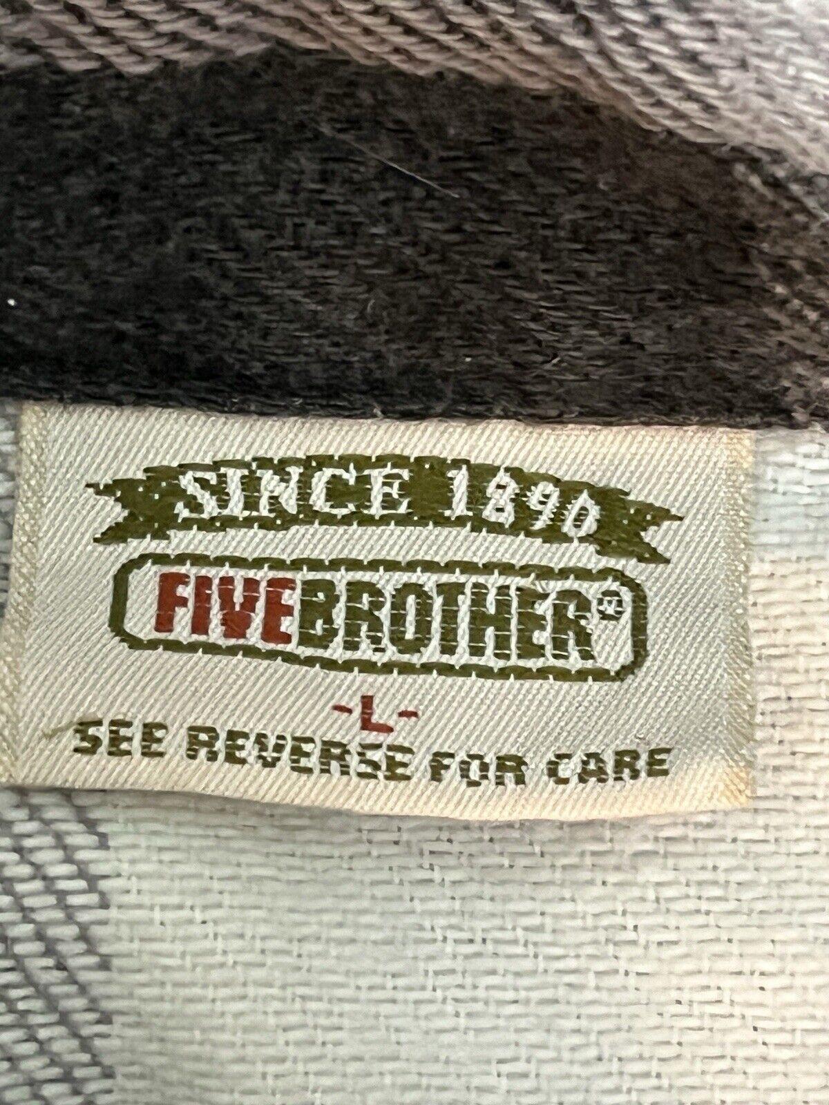 VTG Five Brothers Mens L Black Plaid Heavy Flannel Button Up Long Sleeve Shirt