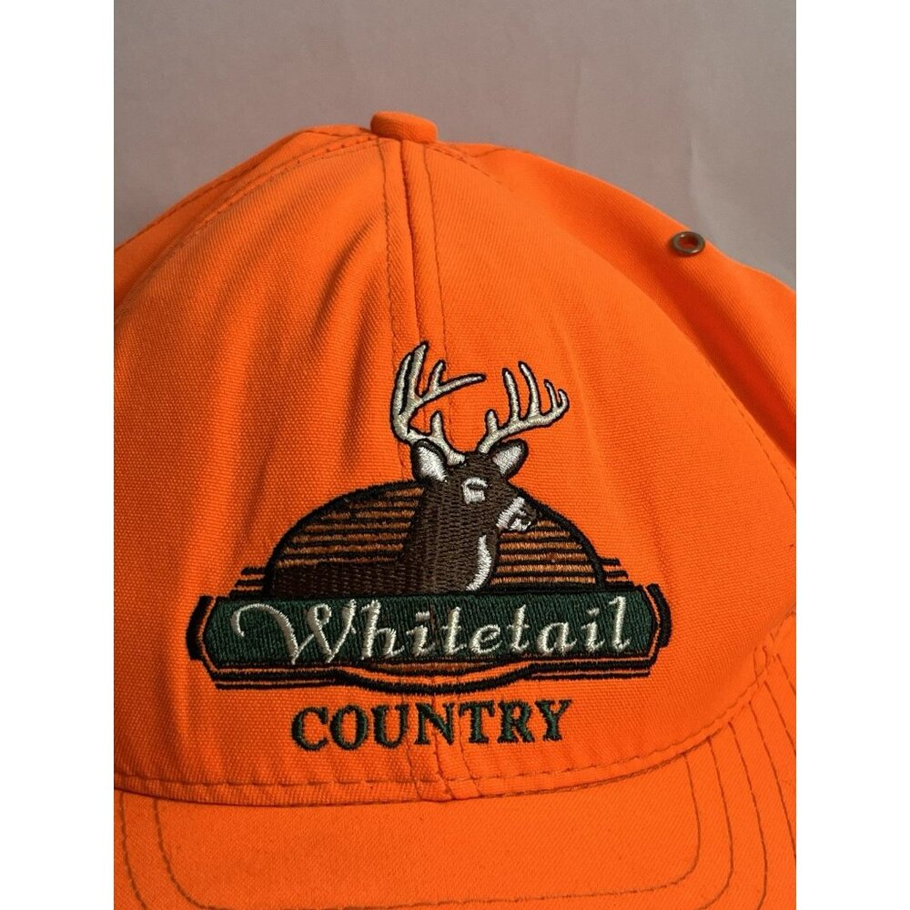 Vintage Whitetail Deer Hat Cap Mens Orange Hunting Outdoors