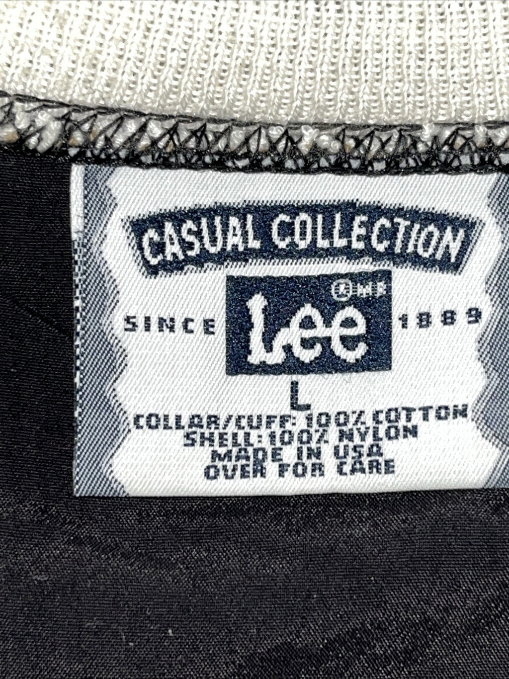 Vintage Lee Pullover Jacket Sz L Black Tan Windbreaker Shirt USA 90s Boxy Fit