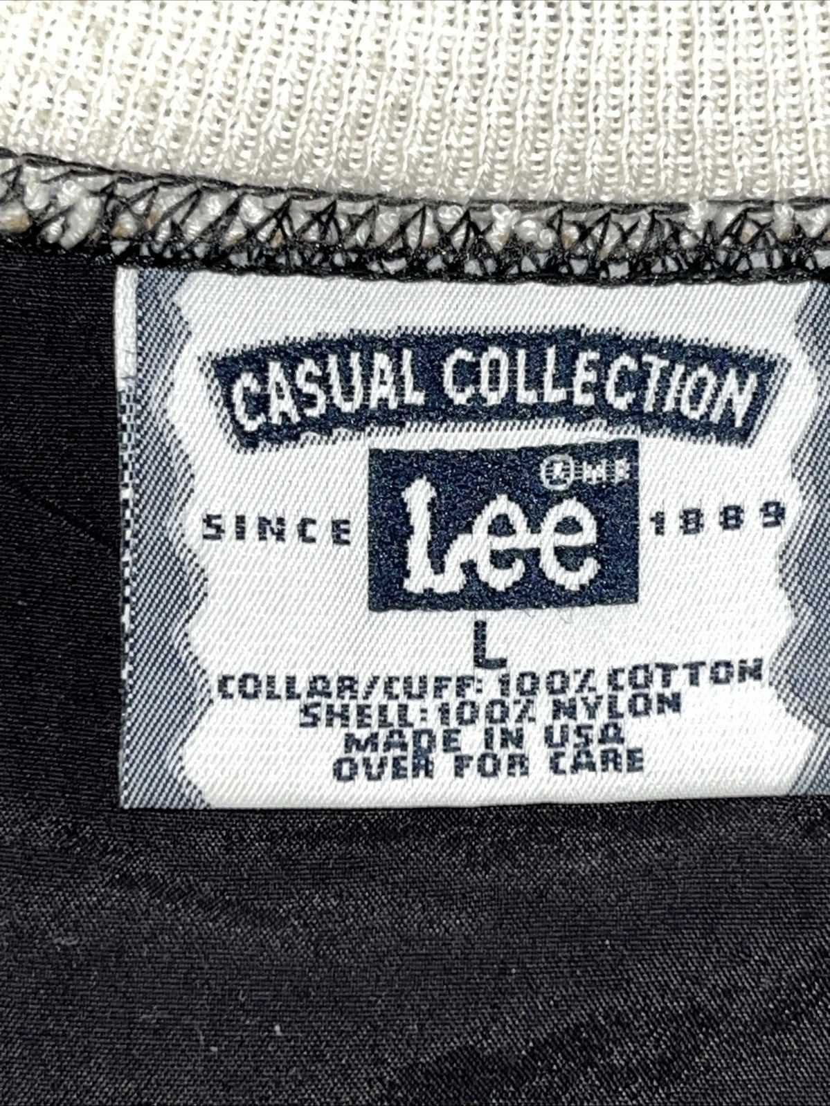 Vintage Lee Pullover Jacket Sz L Black Tan Windbreaker Shirt USA 90s Boxy Fit