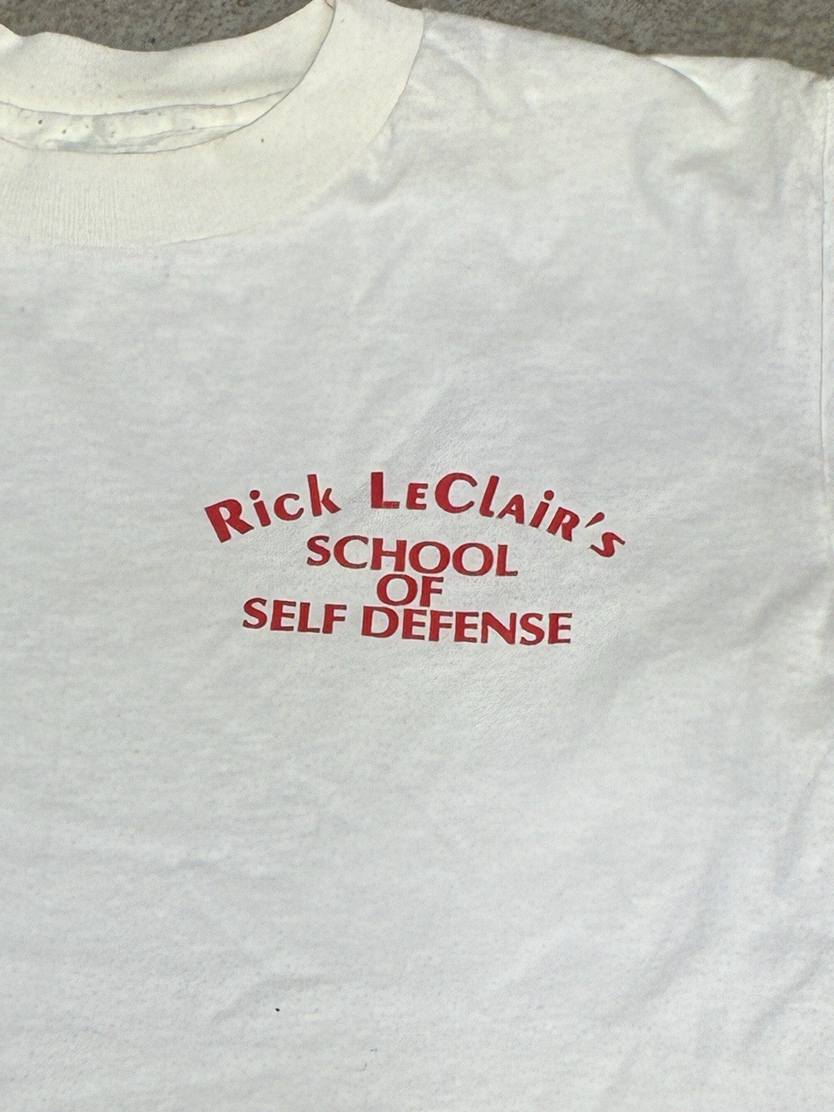 Vintage 90’s Single Stitch White Rick LeClaires School Of Self Defense T Shirt M