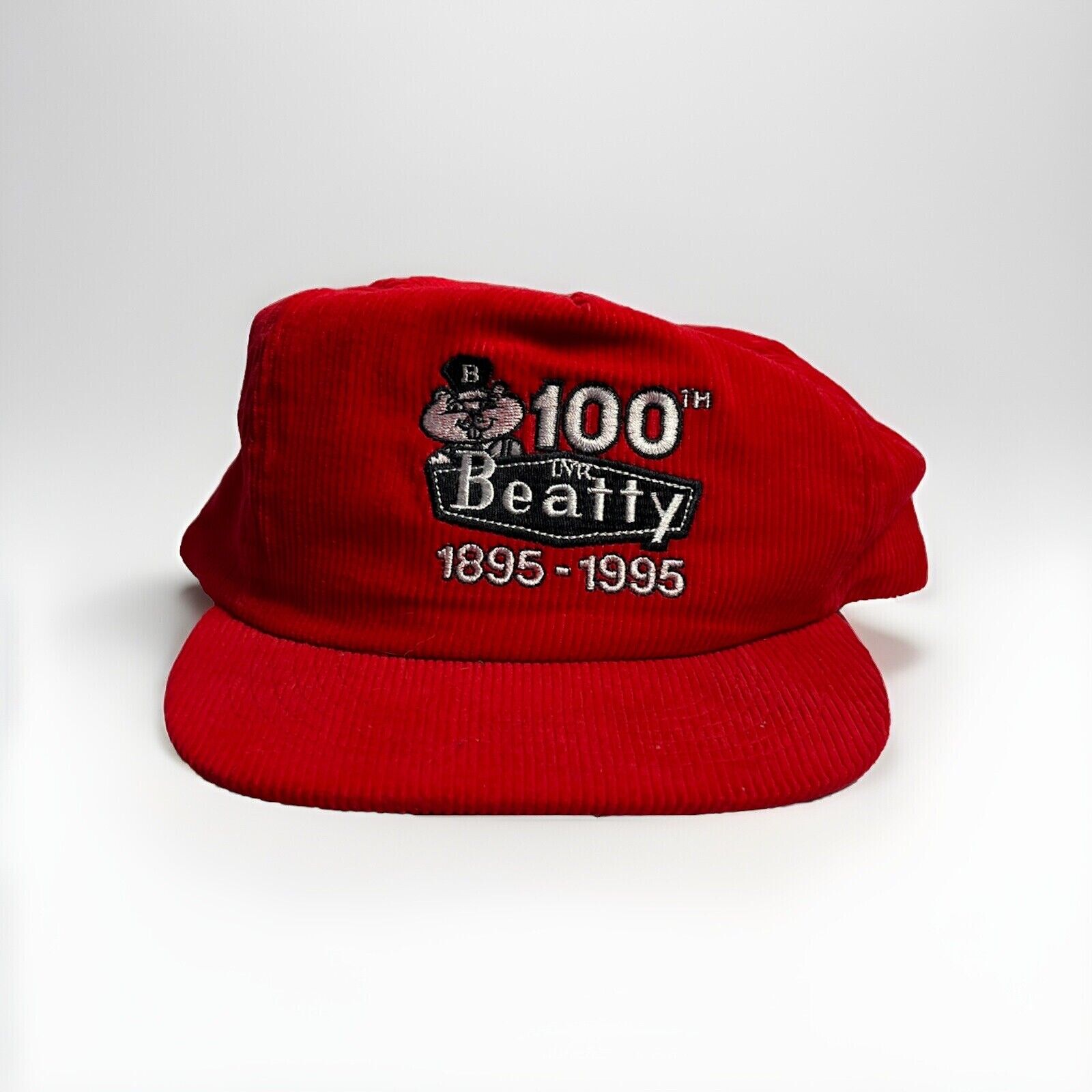 Vintage 90s Corduroy Snapback 100th Anniversary Trucker Hat