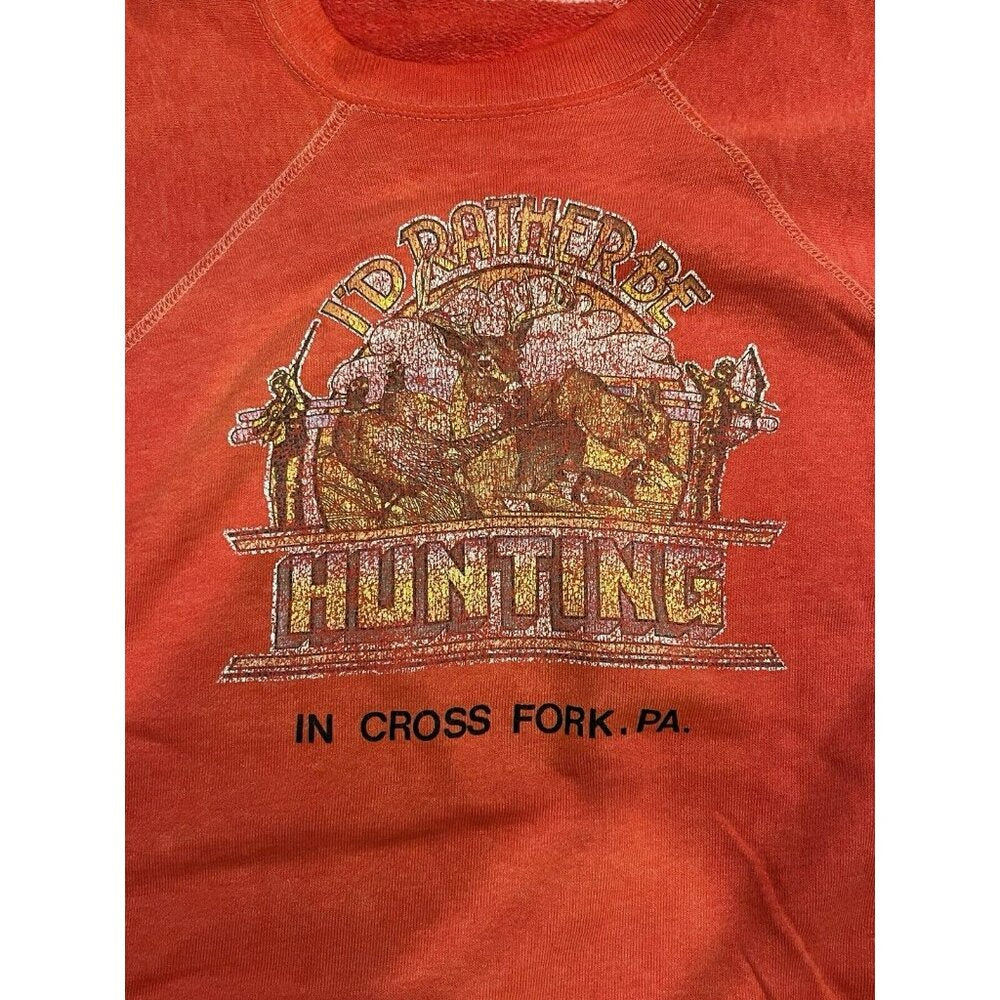 Vintage 70s I’d Rather Be Hunting Raglan Crewneck Sweatshirt