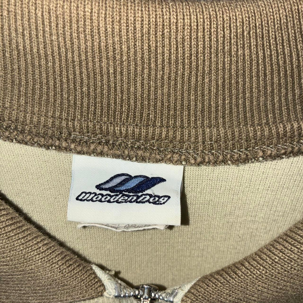 Y2K Wooden Dog Tan Quarter Zip Knit Polo