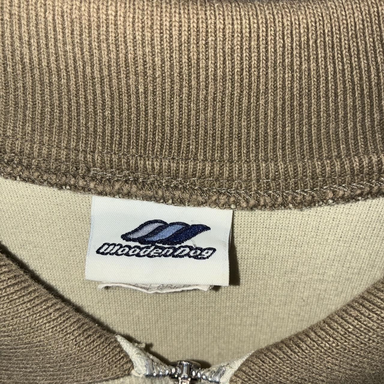 Y2K Wooden Dog Tan Quarter Zip Knit Polo