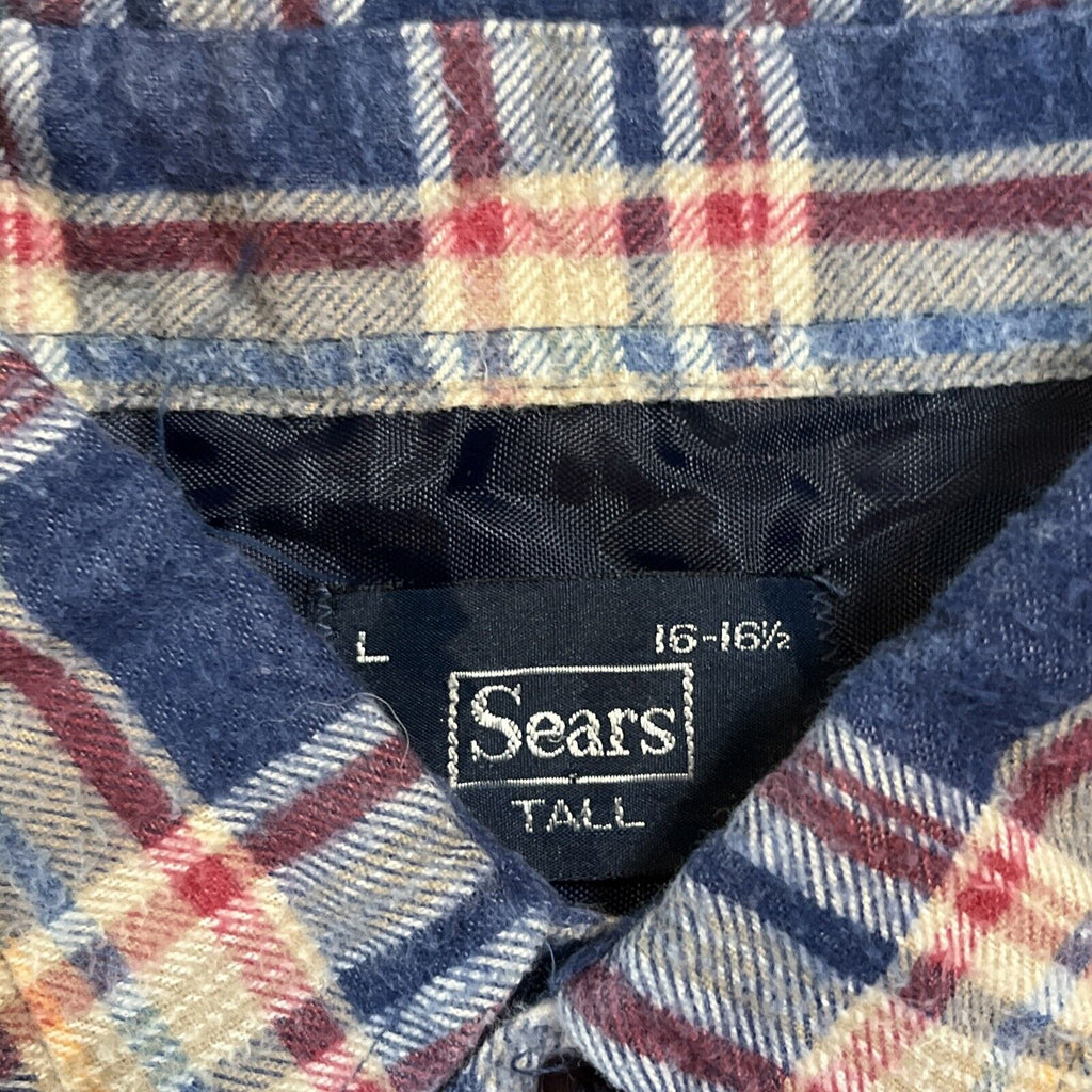 Vintage 80s Sears Flannel Shirt Sz L USA