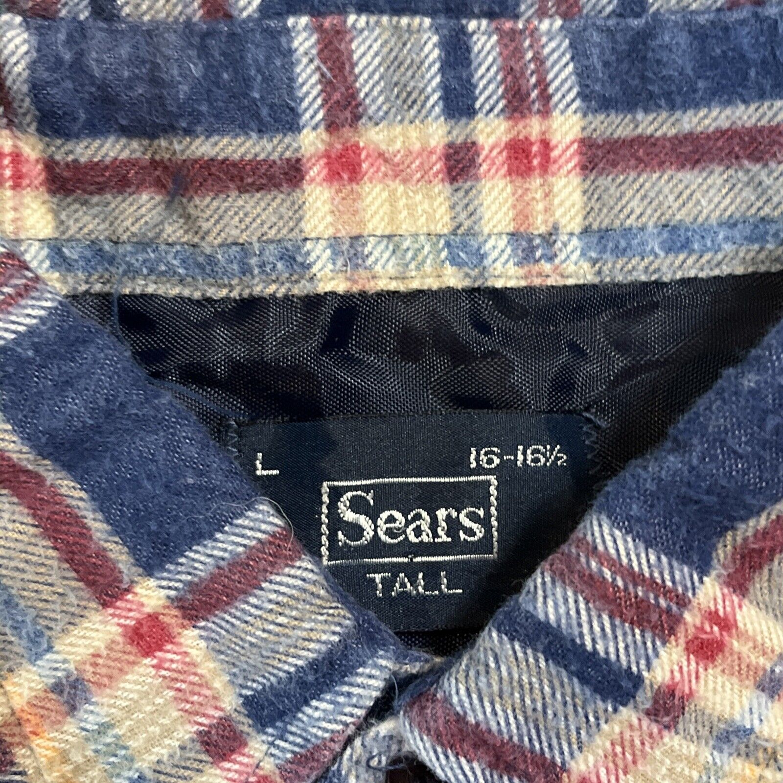 Vintage 80s Sears Flannel Shirt Sz L USA